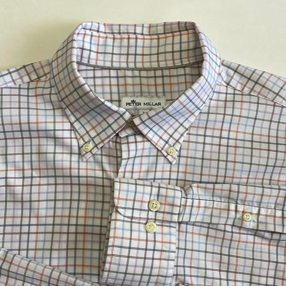 Peter Millar Men’s Shirt  Long Sleeve Button Down Multicolor Plaid